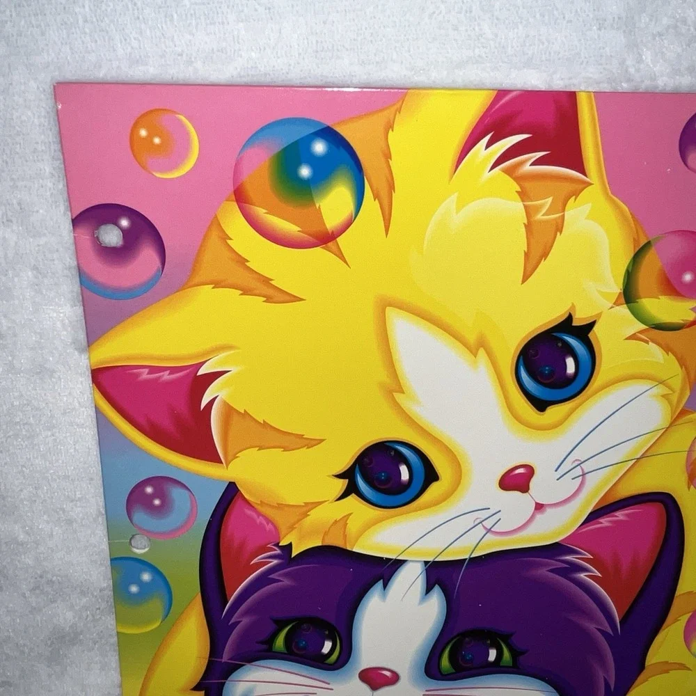 Lisa Frank Purple & Yellow Cuddly Kittens Cats 3 Ring Binder Folder Vintage 90's